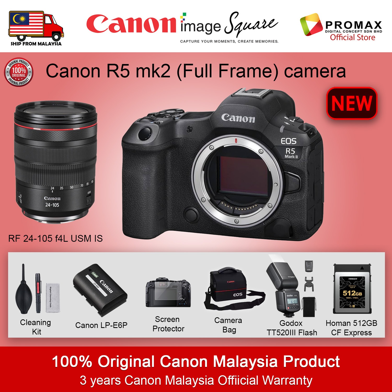 Canon EOS R5 MKII / Mark II Mirrorless Camera Full Frame + RF 24-105mm ...