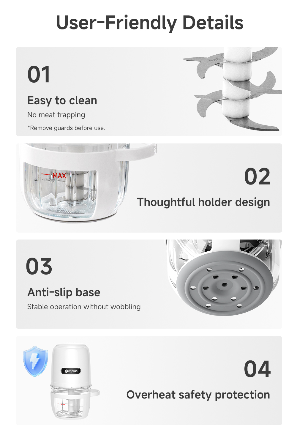 Simplus 400ML Mini Baby Food Processor丨304 Stainless Steel丨200W ...