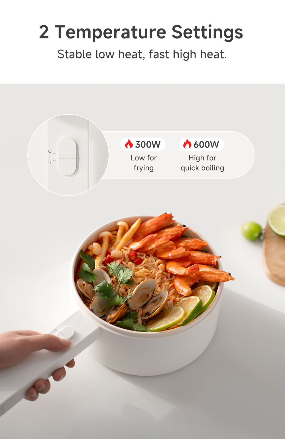 Simplus 1.8L Electric Cooker丨600W Multi-Functional Cooking丨Long Handle丨 ...