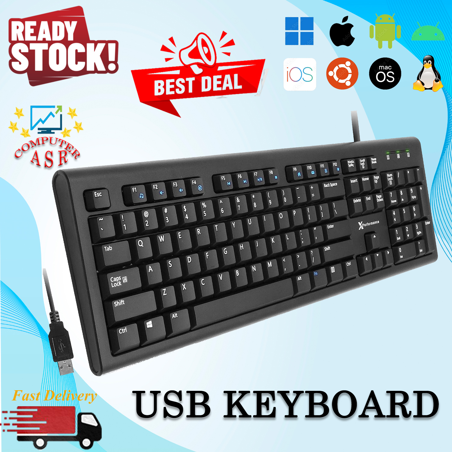 (READY STOCK)WIRED USB KEYBOARD \ COMPATIBLE WITH PC , LAPTOP , TABLET ...