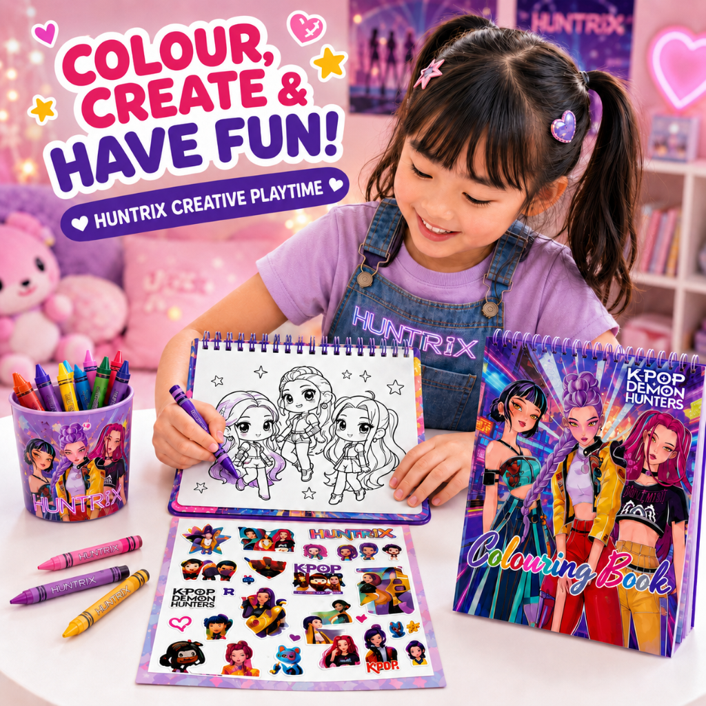 Kids Colouring Book Spidey Huntrix with Sticker Sheet Drawing Activity ...