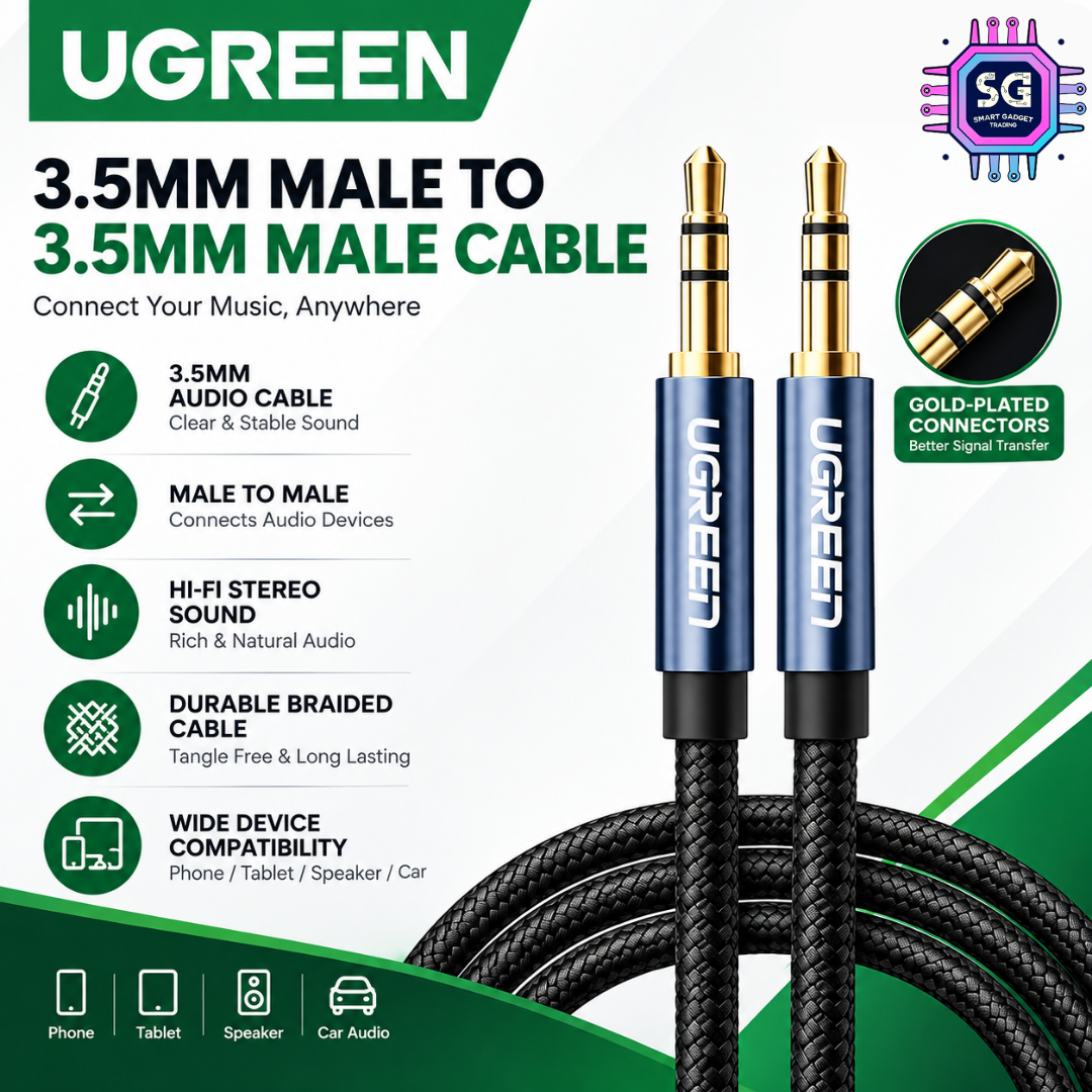 UGREEN 3.5mm Audio Aux Cable Male To Male Android Smartphone Tablet ...