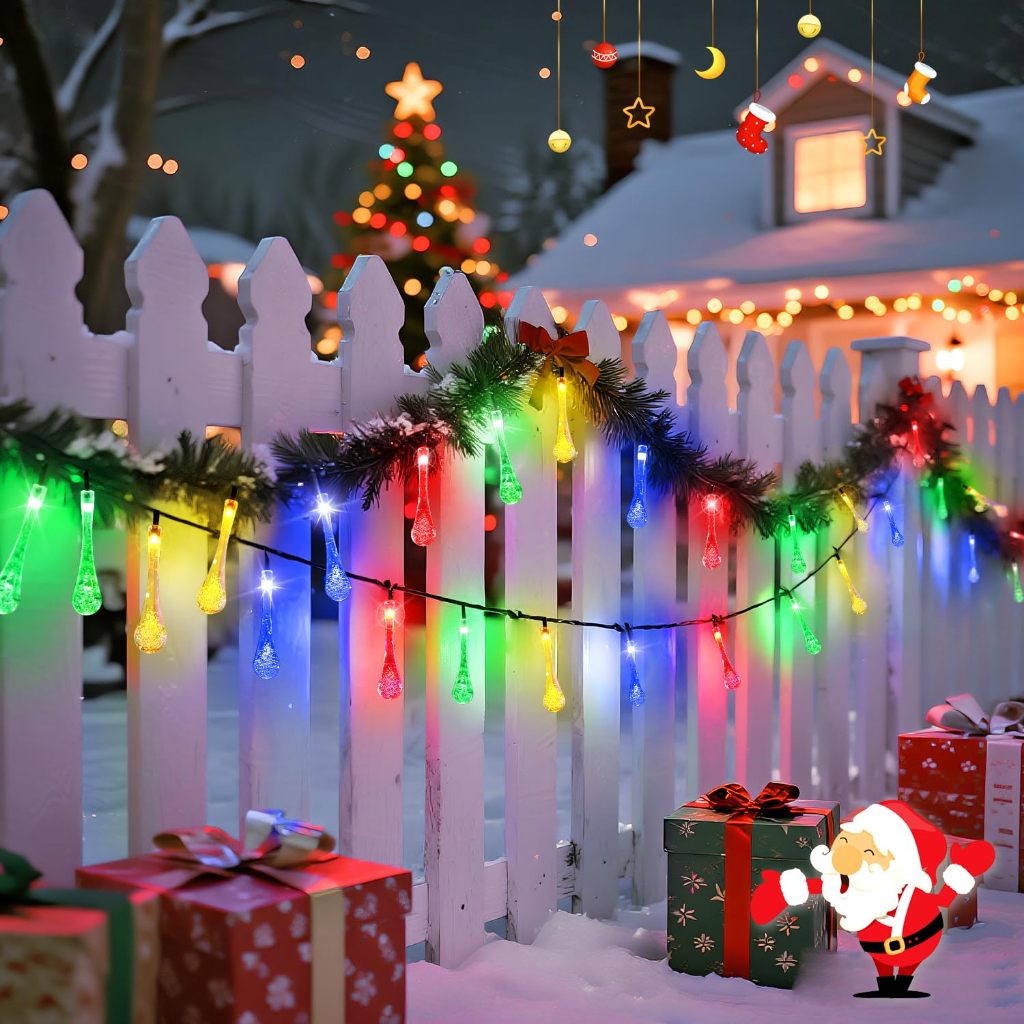 ORIOR 50/100 BuIbs Solar Water Drop String Lights Christmas Lights ...
