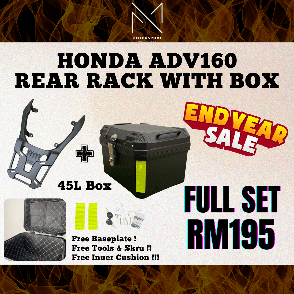 HONDA ADV160 Rack With Box Monorack Top Box 37L 47L 55L Bracket Rack ...