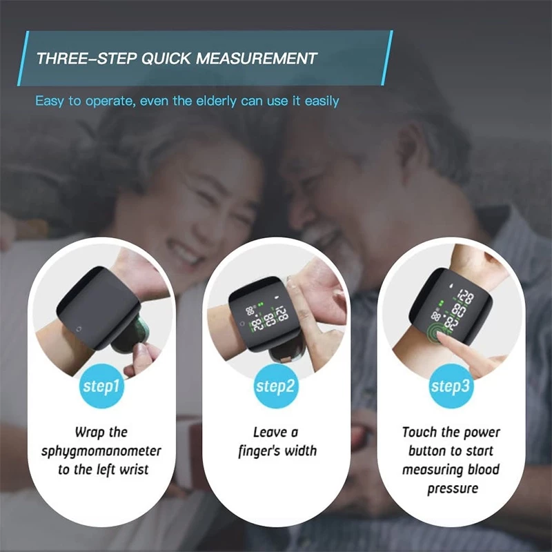 【COD】LCD Screen Rechargeable Wrist Blood Pressure Monitor High BP Blood ...