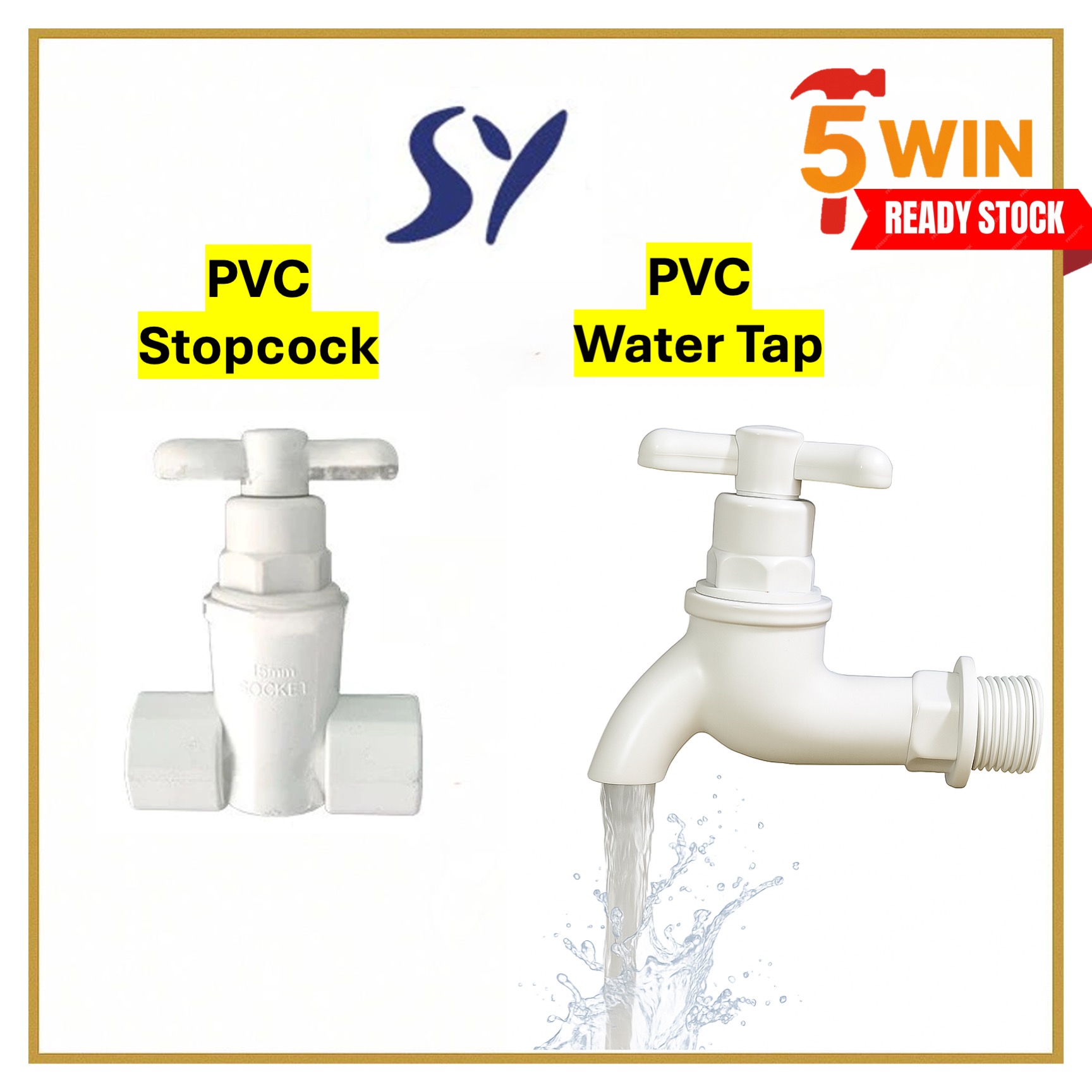 1/2” SY PVC Bib Water Tap | Plastic Stopcock🔥 Ready Stocks 🔥 Paip Air ...