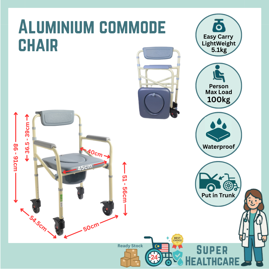 [NEW DESIGN] Foldable Aluminium Commode Chair with Bucket -CM892L-1 ...
