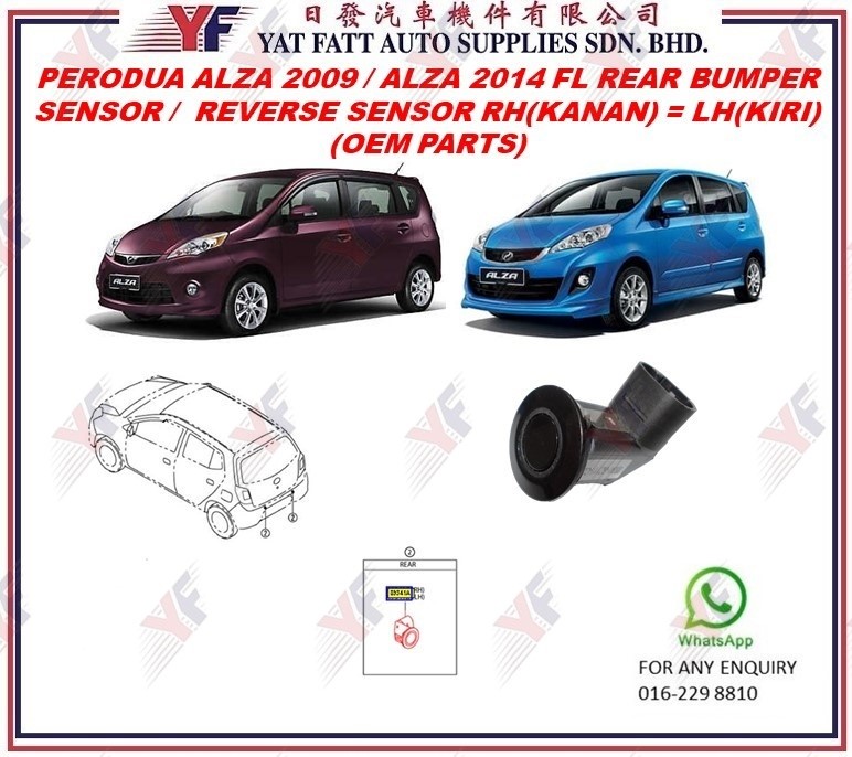 PERODUA ALZA 2009 / ALZA 2014 FL REAR BUMPER REVERSE SENSOR RH(KANAN ...