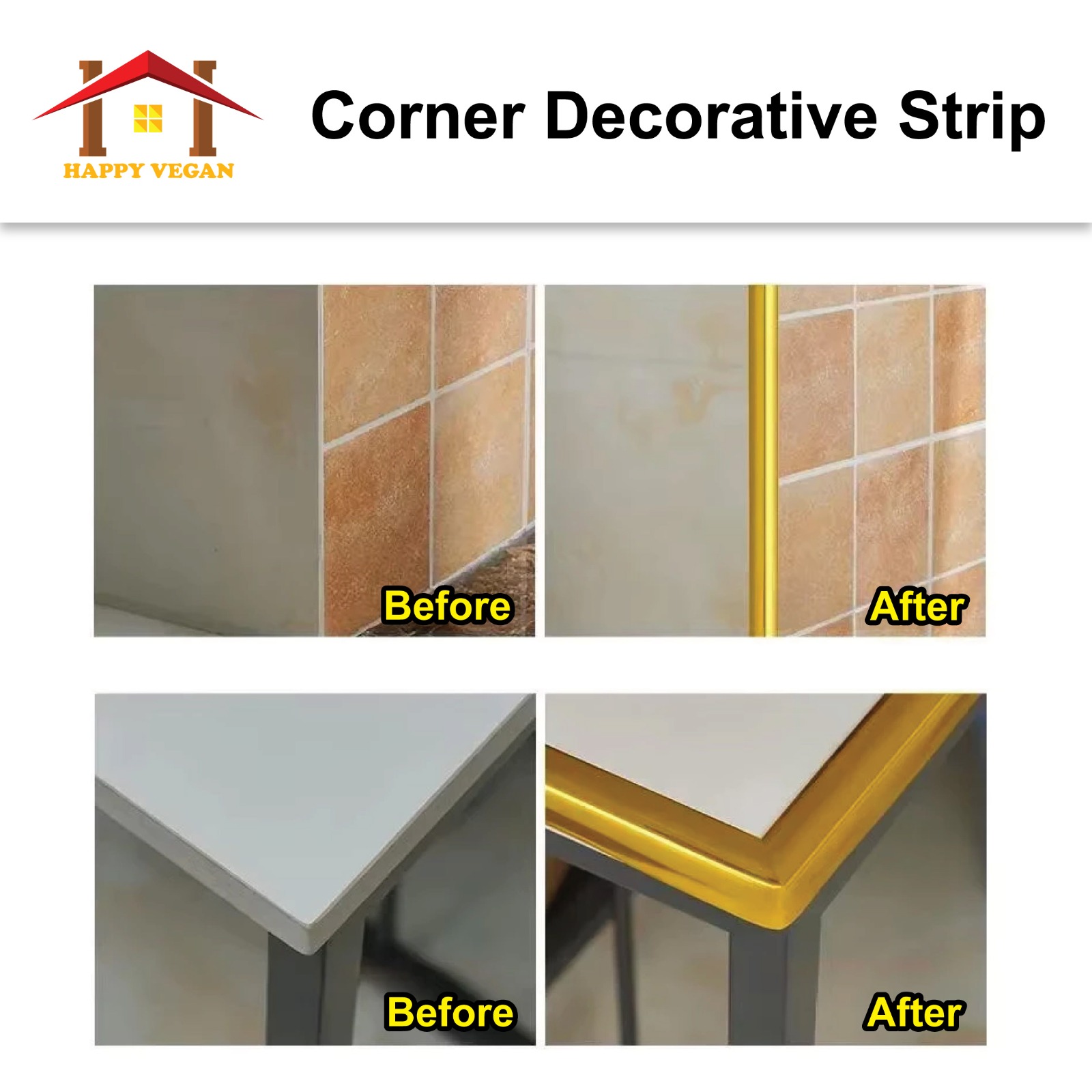 5m Pelekat Jalur Hiasan Dinding Berkilat PVC Garisan Wall Corner ...