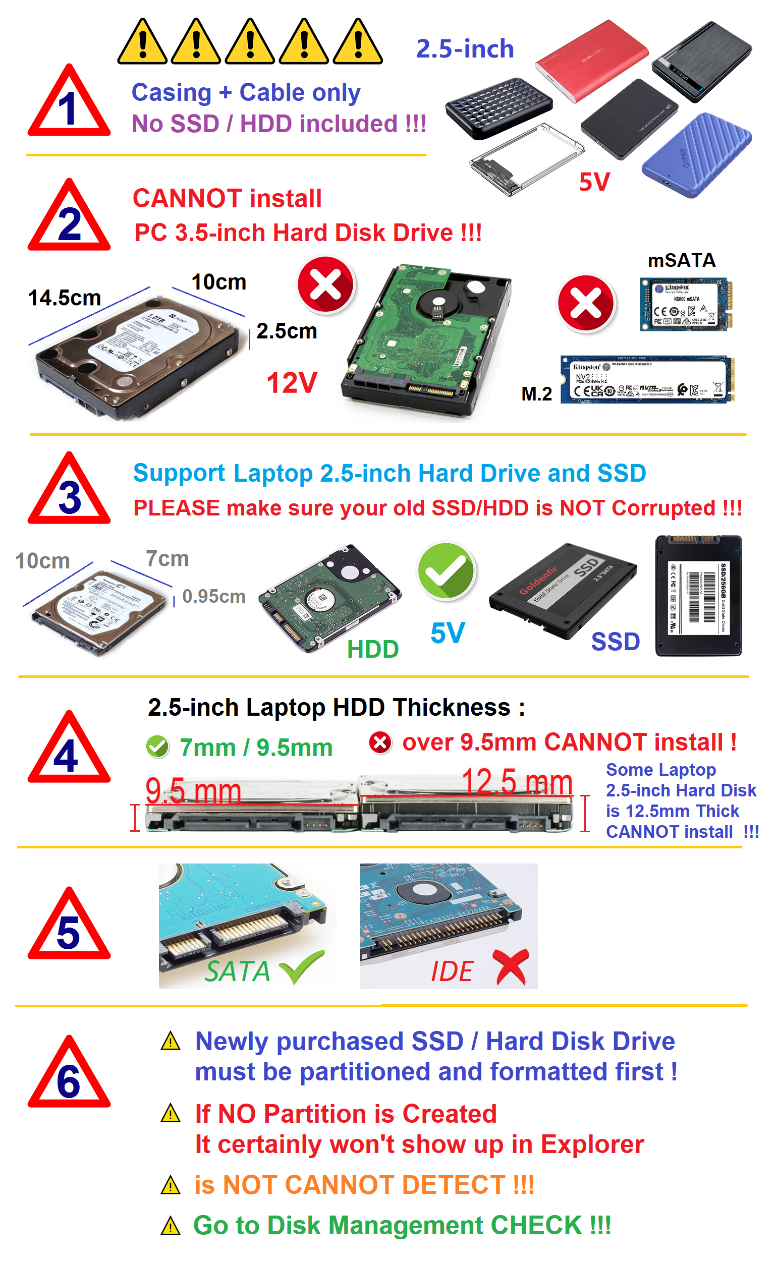 2.5 inch USB 3.0 SATA Hard Disk External Casing Laptop 2.5