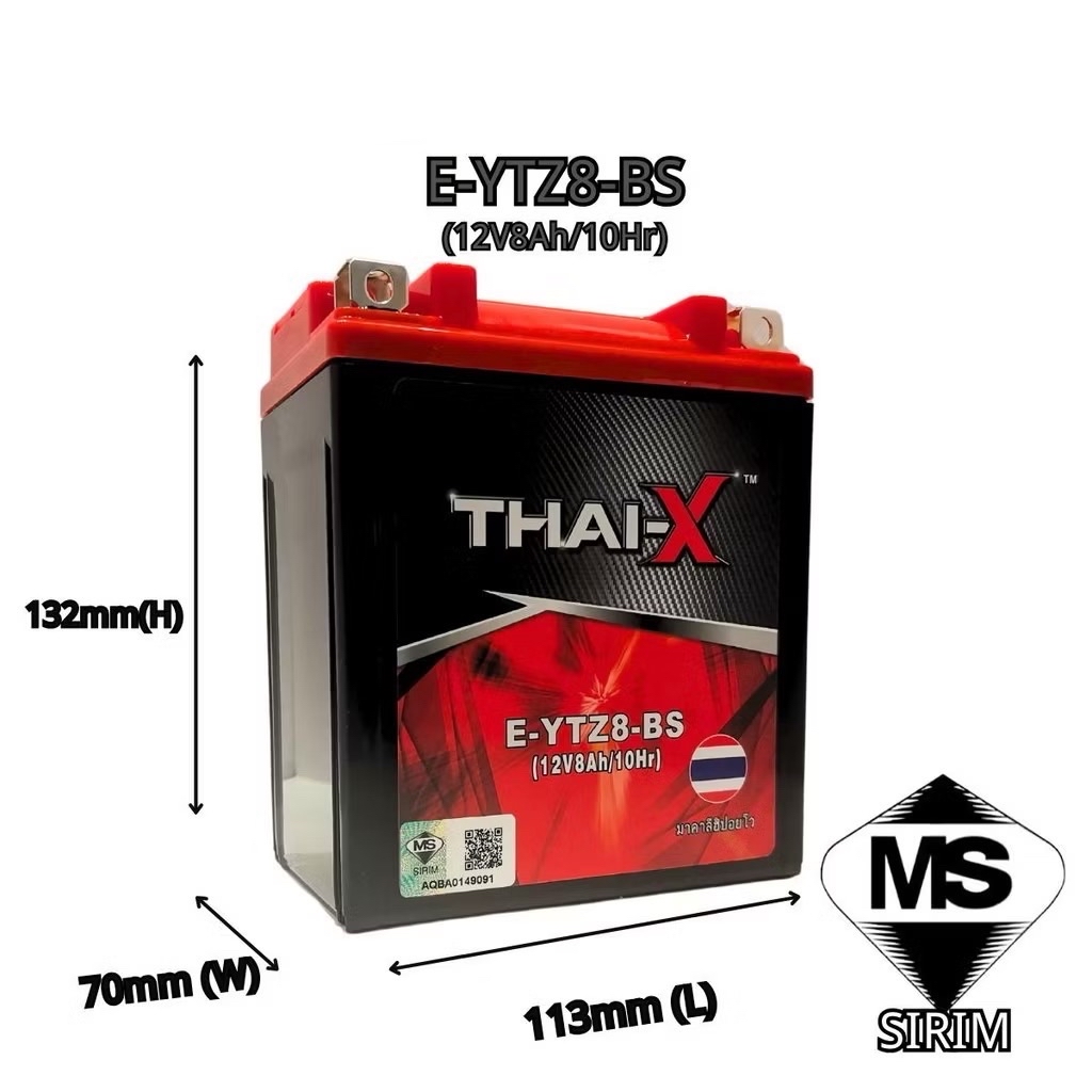 THAI-X YTZ8 Motorcycle Battery XMAX250 MT25 R25 REBEL500 ZZR250 KLX150 ...