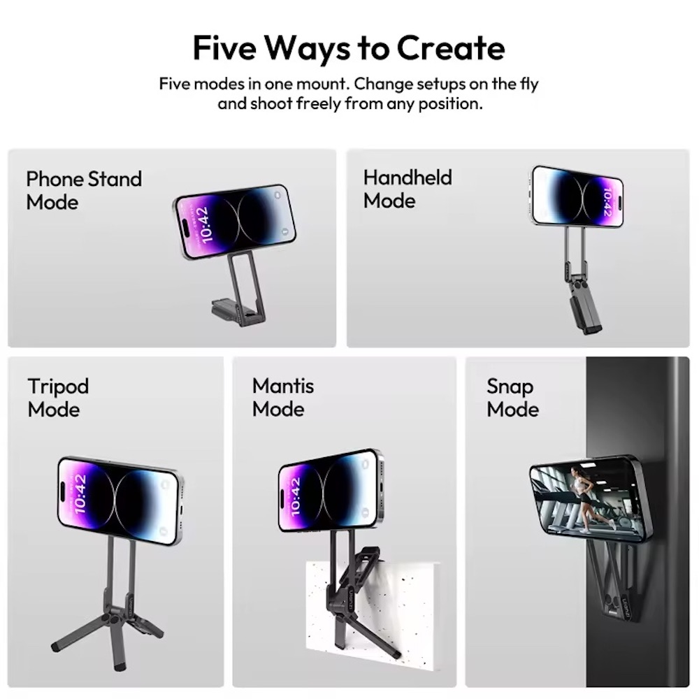 K&F CONCEPT Magnetic Phone Tripod Stand for iPhone, 23N Strong Magnetic Mini Tripod Aluminium Alloy Pocket Selfie Stick, Mag Safe Phone Holder for iPhone 17 16 15 14 13 12 Series(black