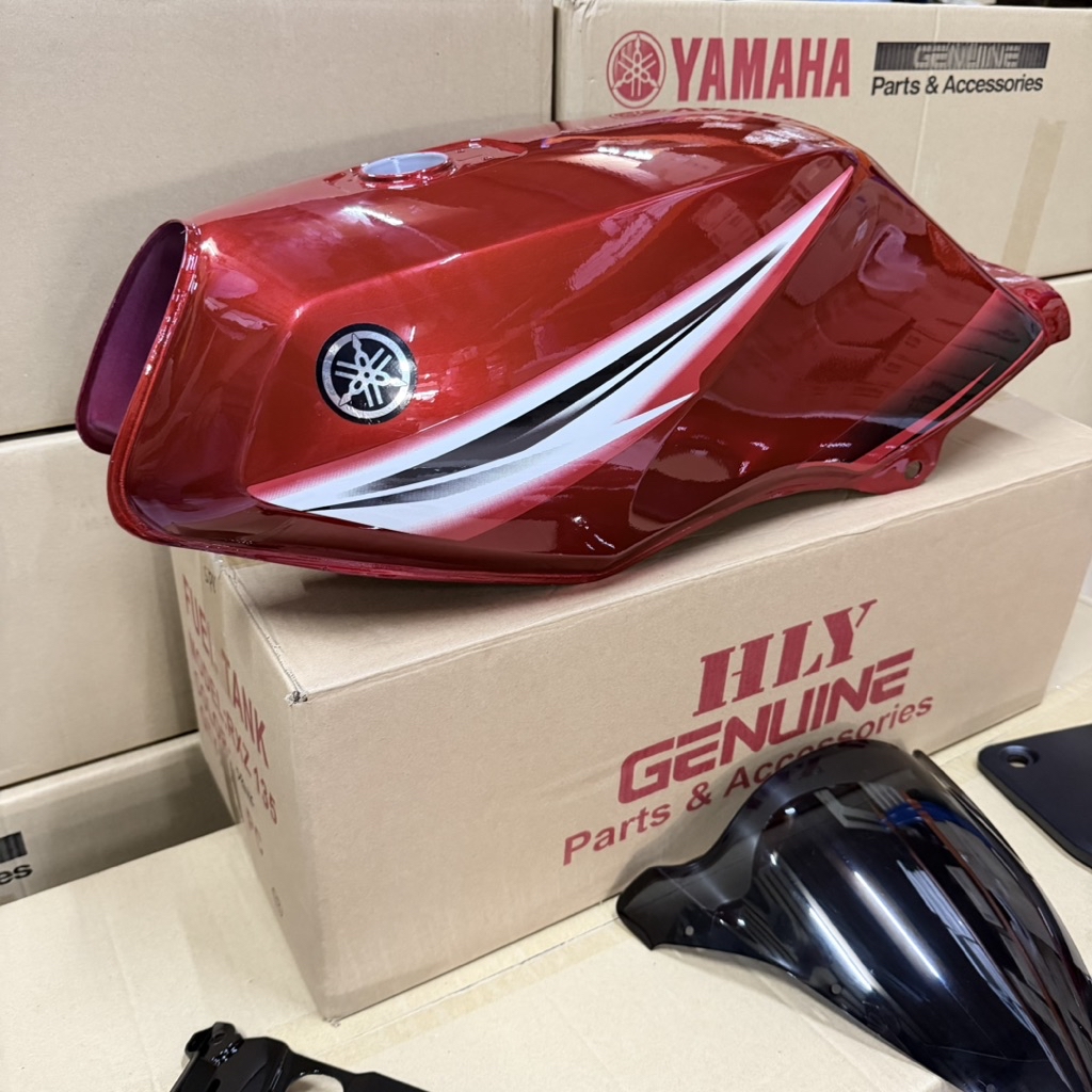 ORIGINAL YAMAHA RXZ 5PV CATALYZER BODY COVER SET WARNA SKALA MERAH ...