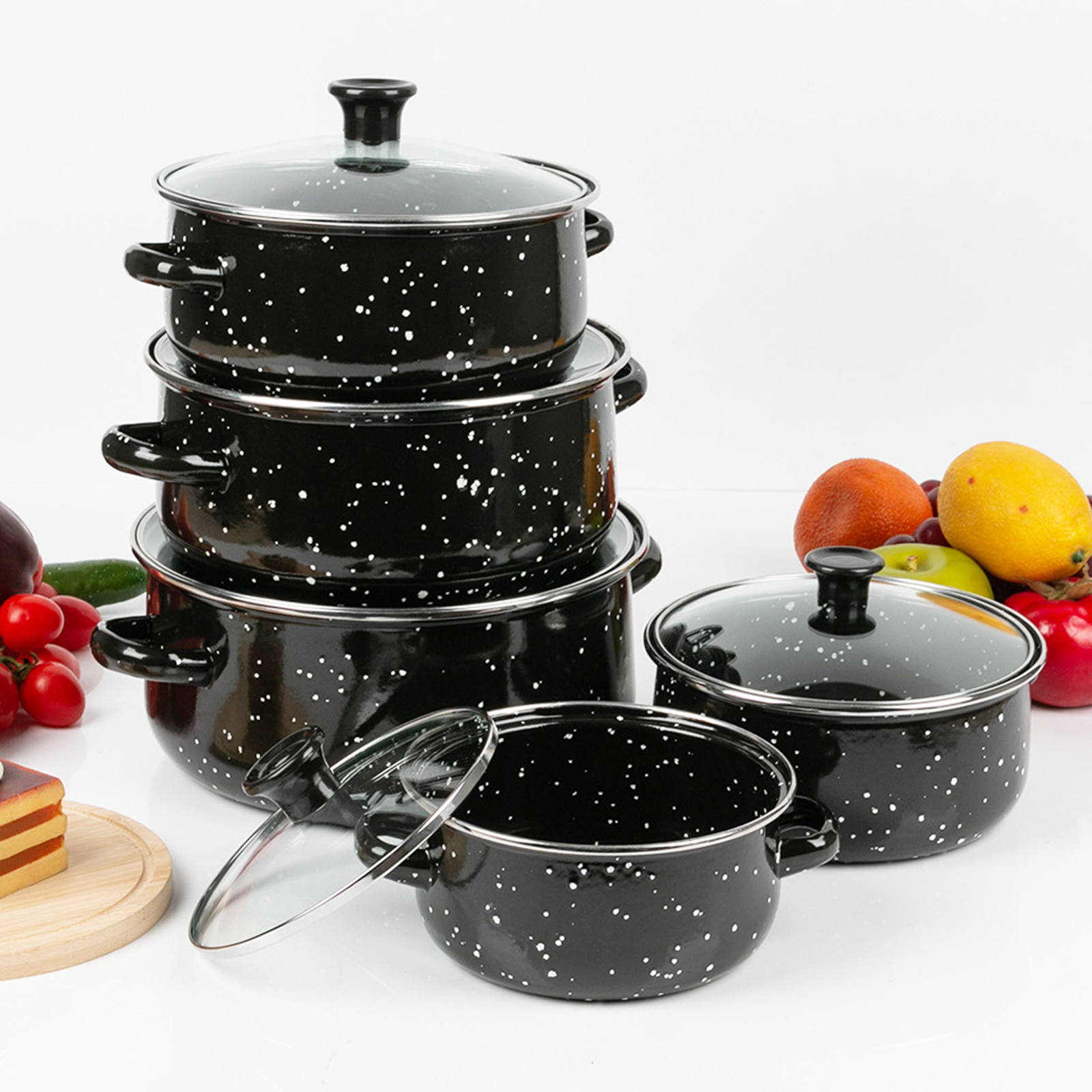 Home And Kitchen Stockpot Set -enamel 5pcs Non Stick Coating Cooking ...
