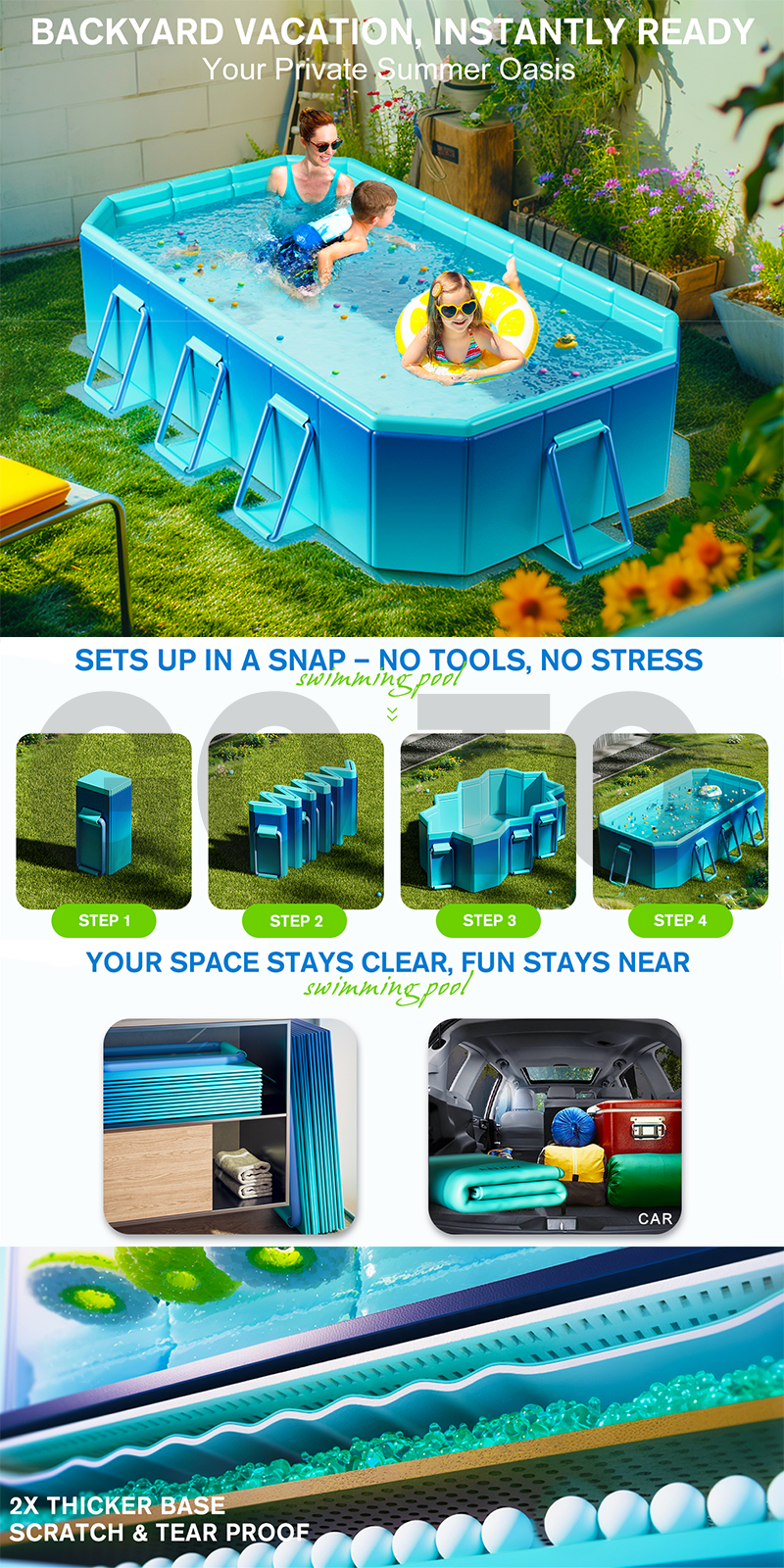 Swimming pool Non-inflatable and foldable Swimming pool Easy to install ...