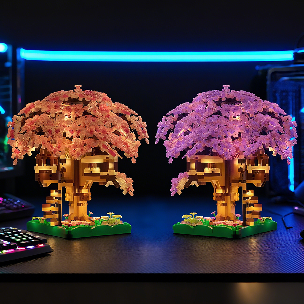 Building Blocks Cherry Blossom Tree With Warm Lights DIY Mainan Hadiah ...