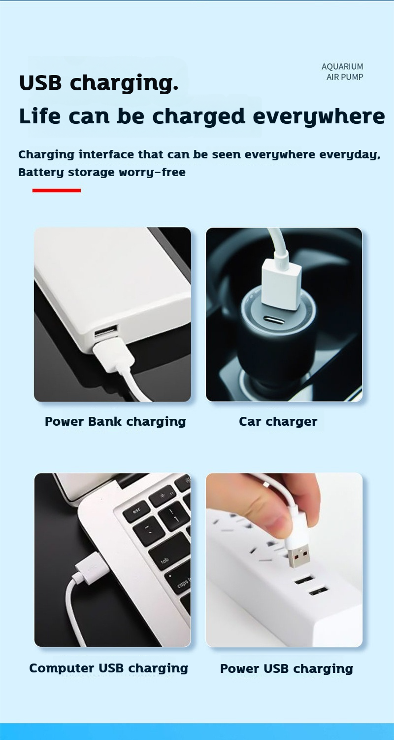 Supuon USB Oxygen Pump Rechargeable 5800mAh Portable Ultra Silent ...