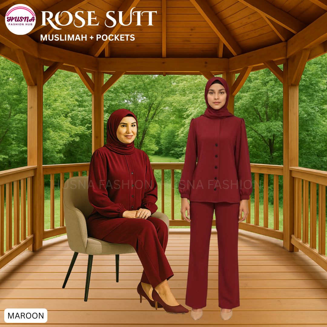 ROSE SUIT MUSLIMAH IRONLESS SET WARDA BLOUSE BERBUTANG + PALAZZO ...