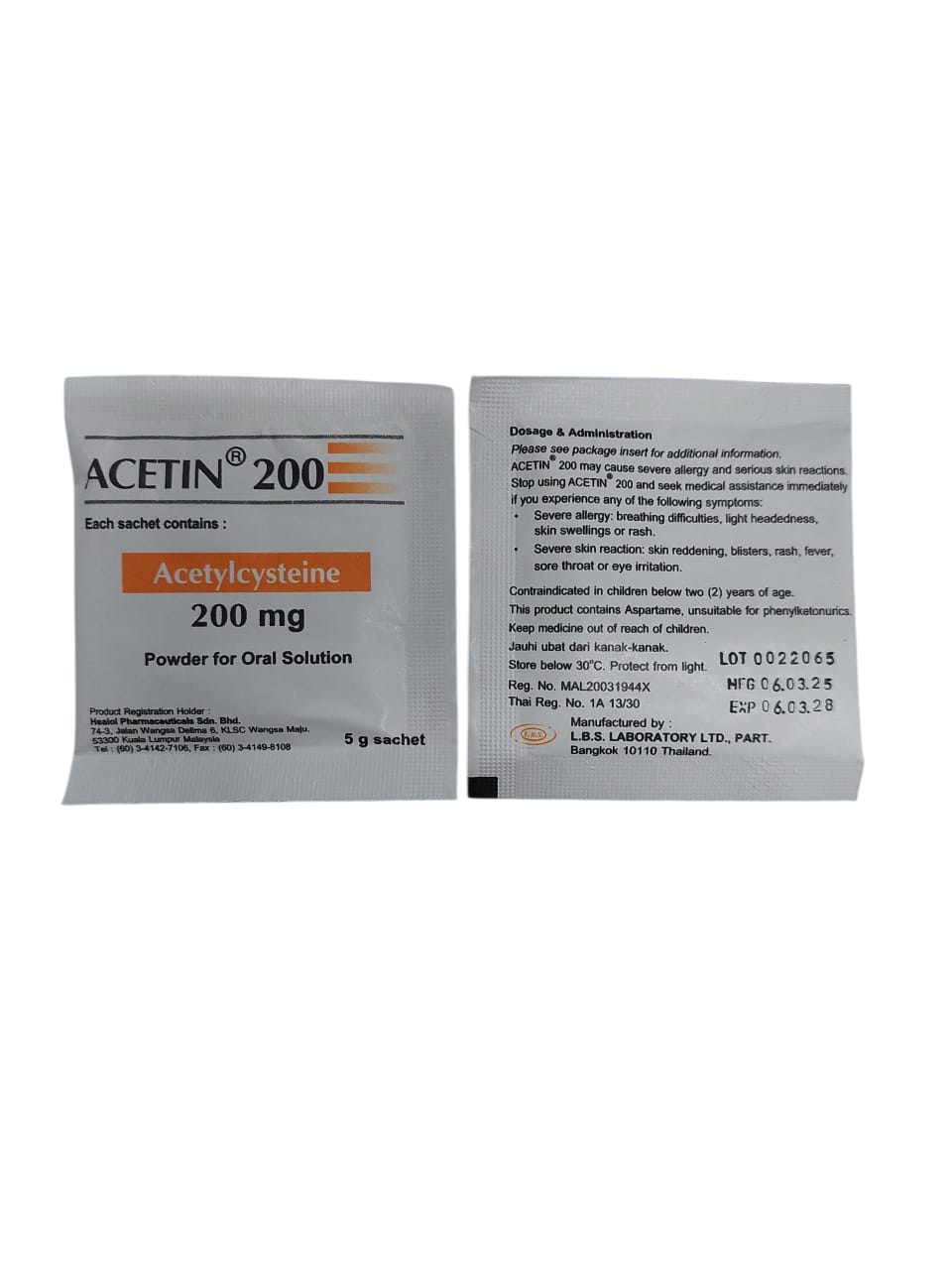 Acetin 200 (Acetylcysteine 200mg) 5g 50s/box | Shopee Malaysia