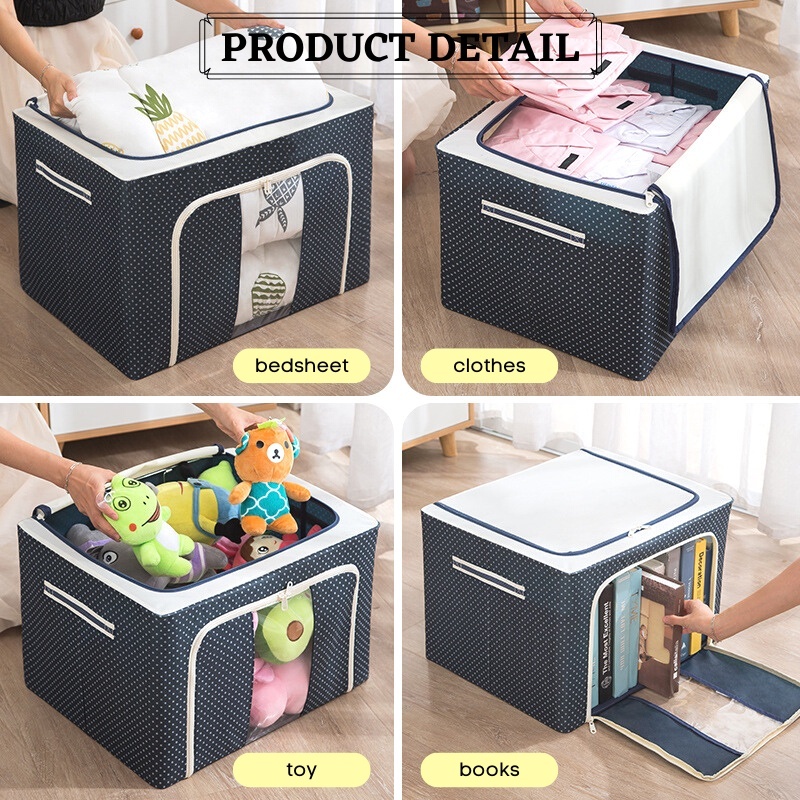 22L/66L/77L/100L Foldable Storage Box Organizer Kotak Baju Storage Box ...