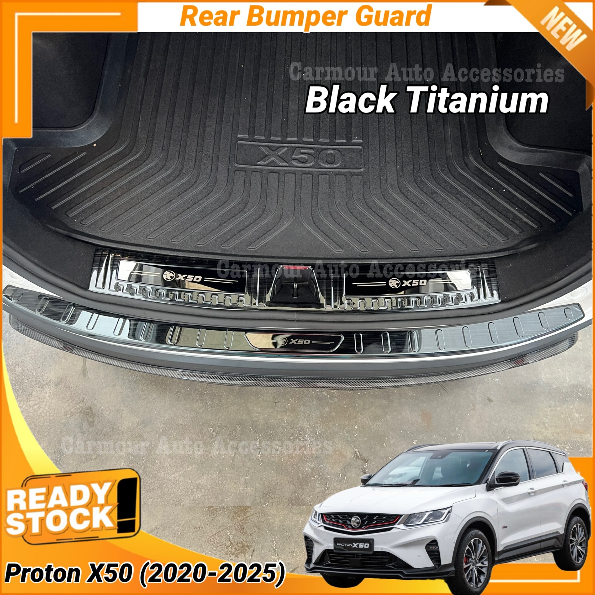 Proton X50 (2020-2024+) Rear Bumper Guard Rear Bumper Protector Garnish ...