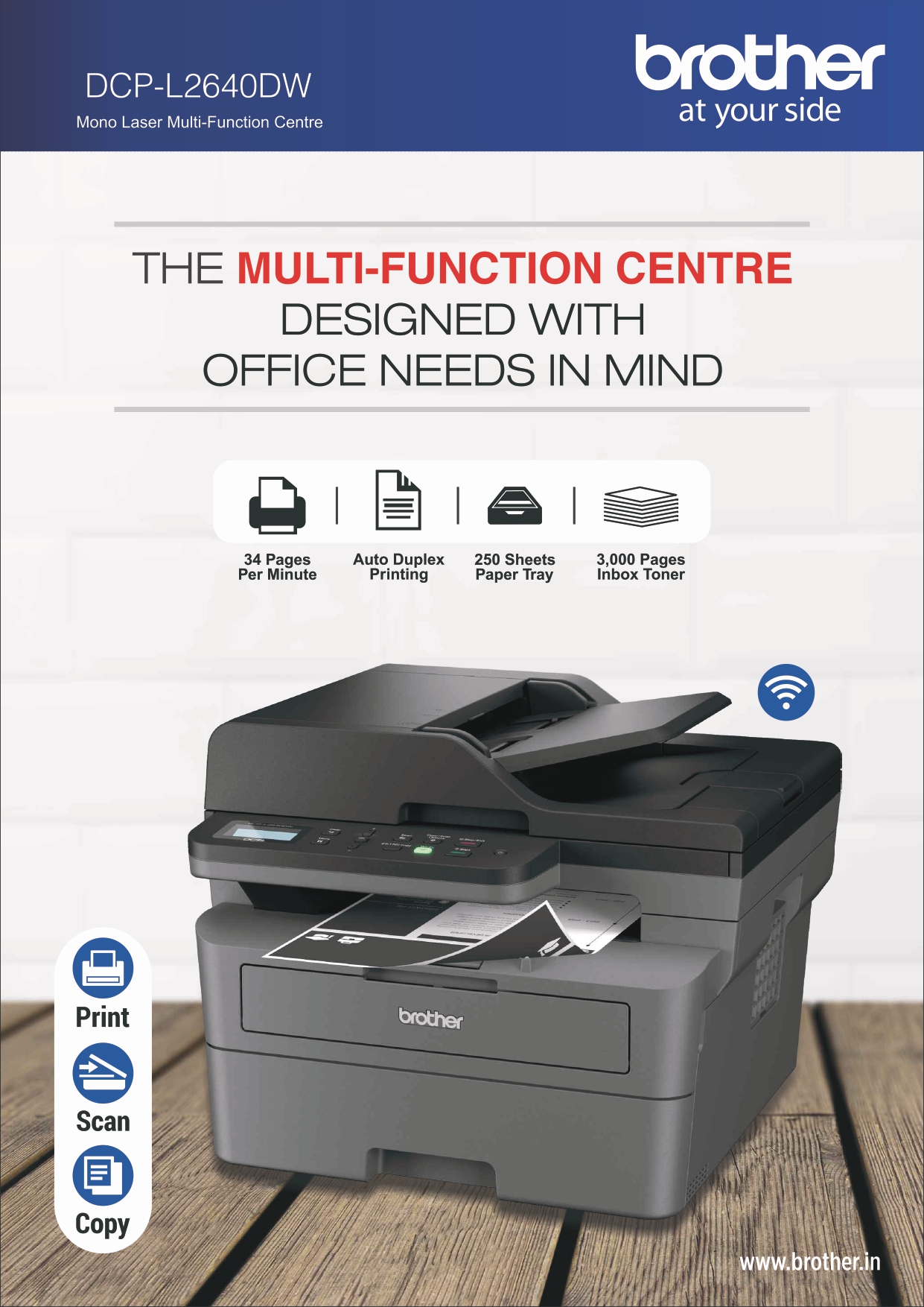 Brother DCP-L2640DW 3in1 A4 Monochrome Laser Printer Auto Duplex ADF WI ...