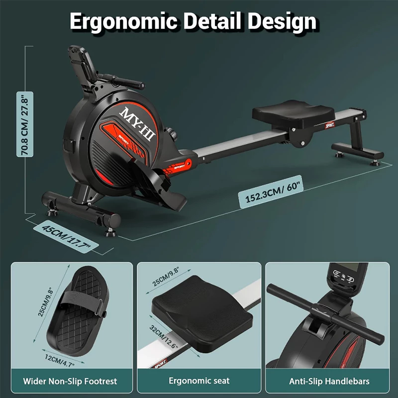 Rowing Machine Multi-level Adjustable Magnetic With Bluetooth ...