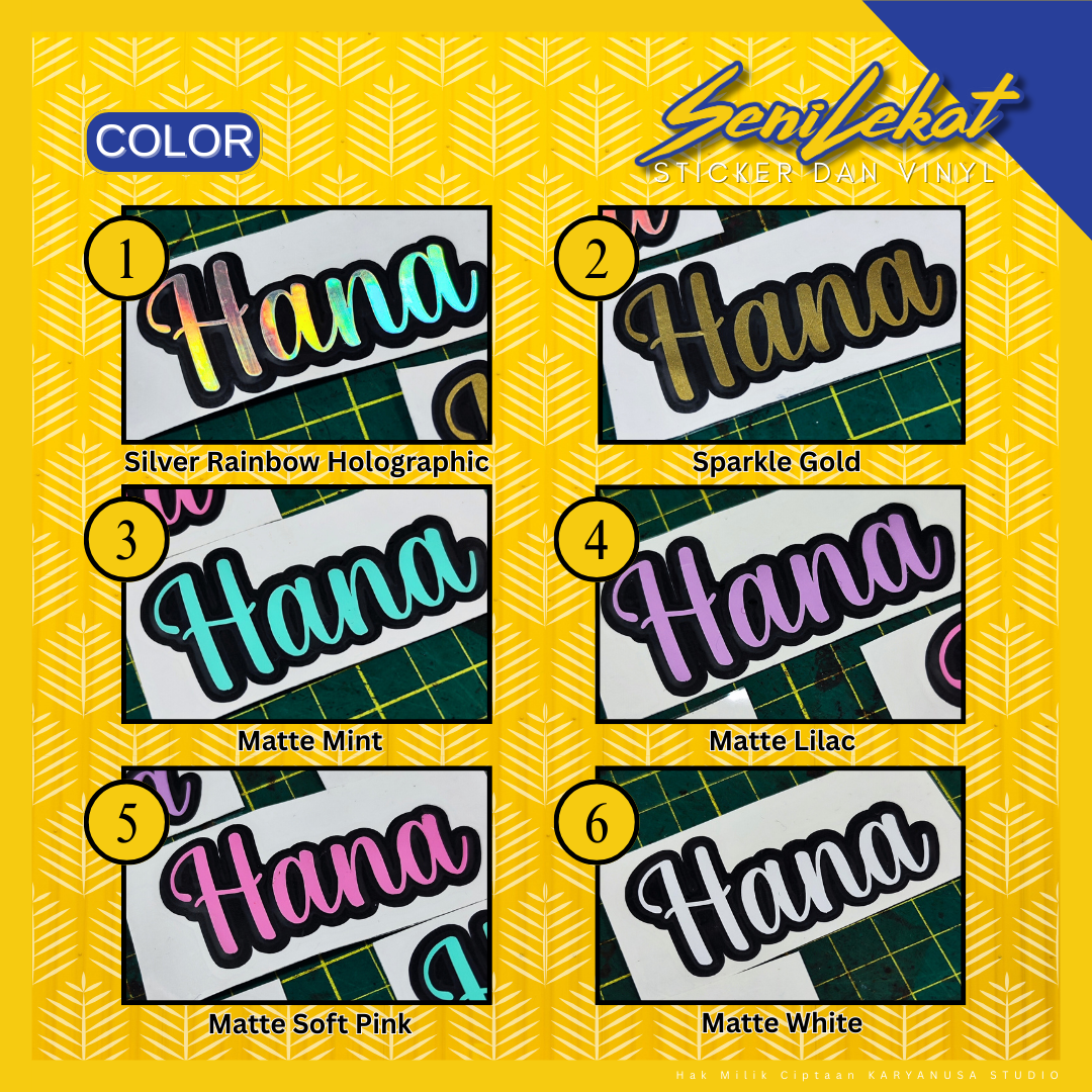 CUSTOM Sticker nama Anda/sticker potong black background-6 pilihan ...