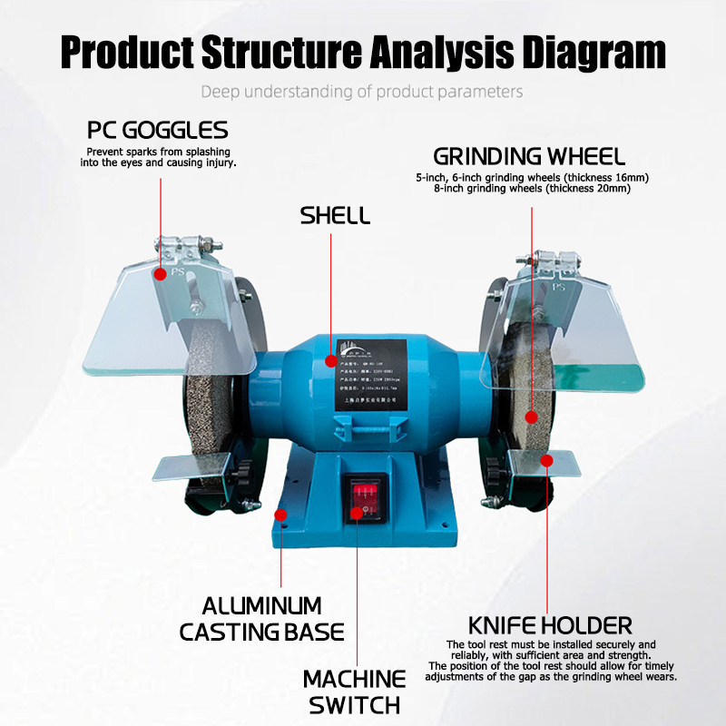 750W Benchtop Grinding Machine 8-inch Heavy Industrial Tabletop ...