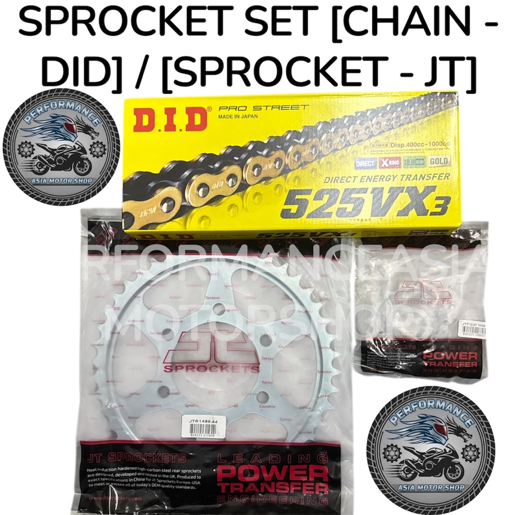 SPROCKET JT & CHAIN DID SET G&B [520VX3&525VX3] [112L&114L&116L&120L ZB ...