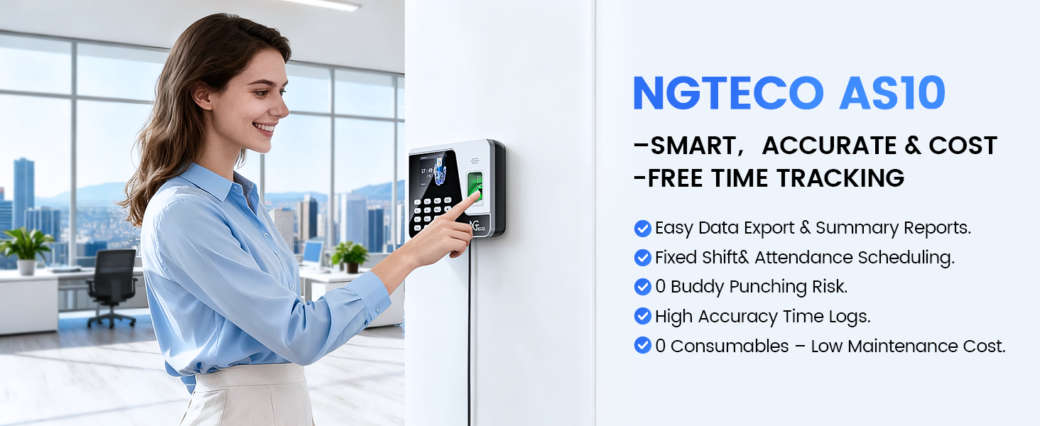 NGTeco 1000 User Fingerprint Time Attendance Machine Punch Card Machine ...