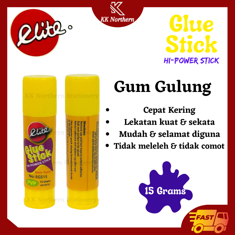 ELITE Roller Glue Stick 15grams Smooth Adhesive Roller 15g Gam Gulung ...