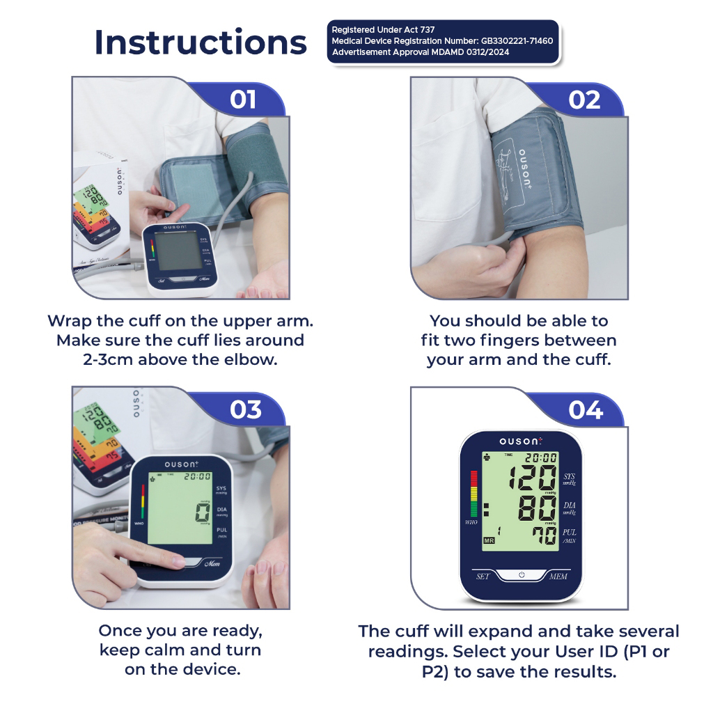 OUSON Blood Pressure Monitor Bp Blood Pressure Machine 血壓測量器 Mesin ...