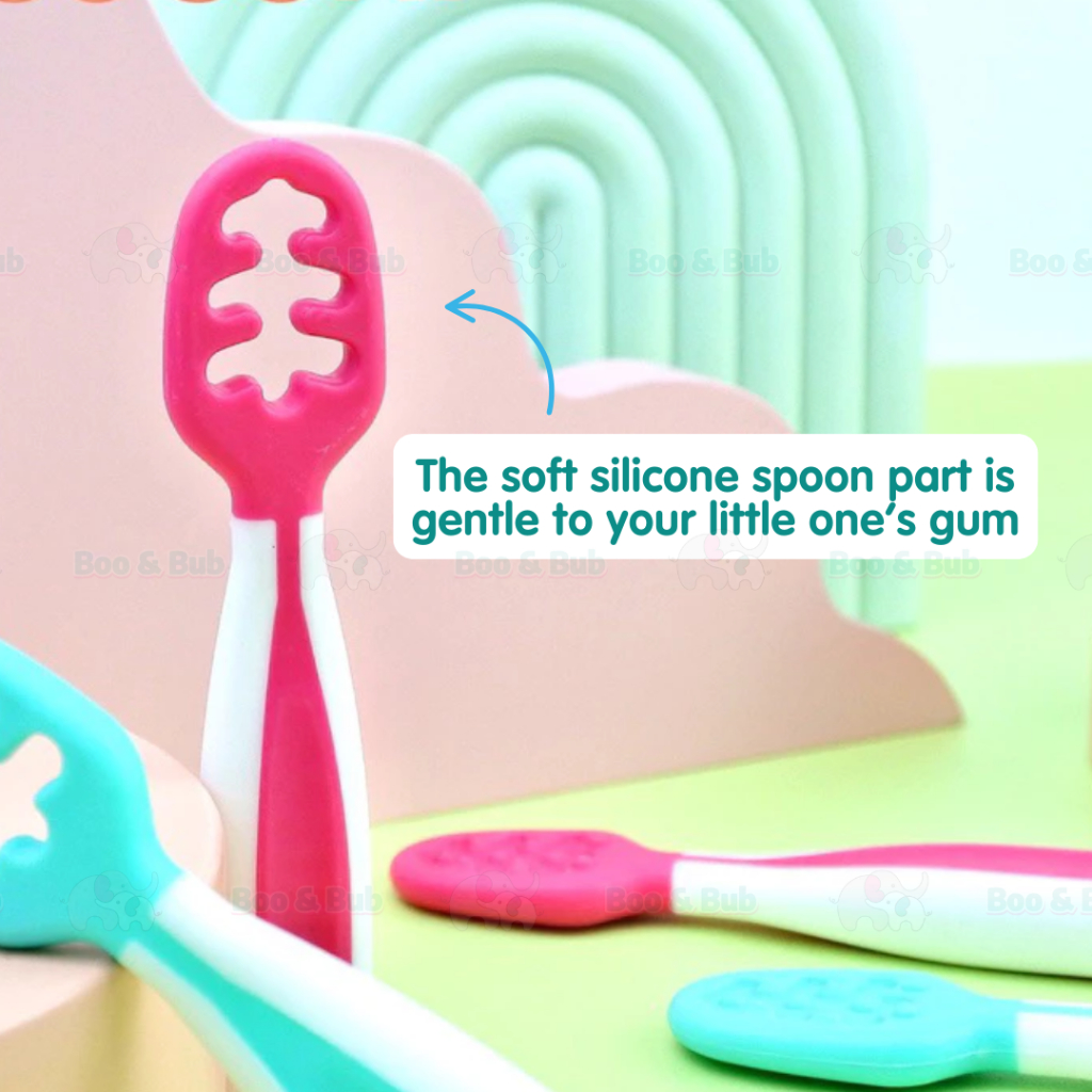 Boo&Bub Baby First Dipping Spoon Set for Self-Feeding BLW Baby Training ...
