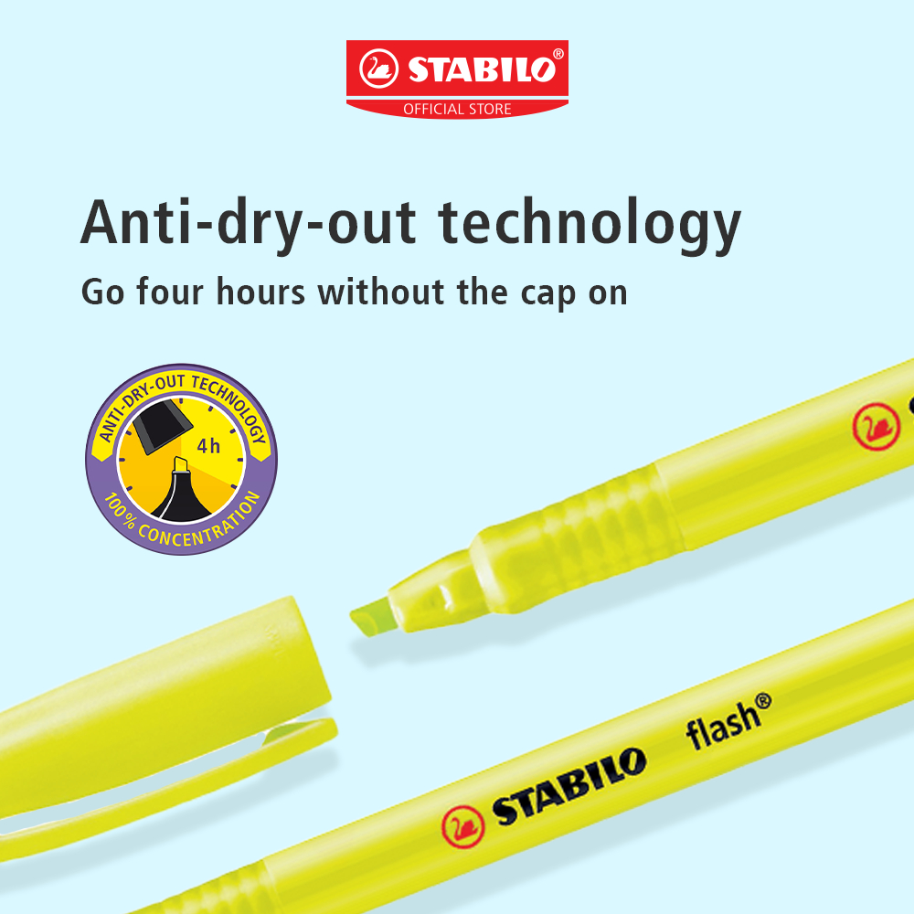 Stabilo Flash Highlighter Set - Yellow/Orange/Pink/Blue/Green/Red ...