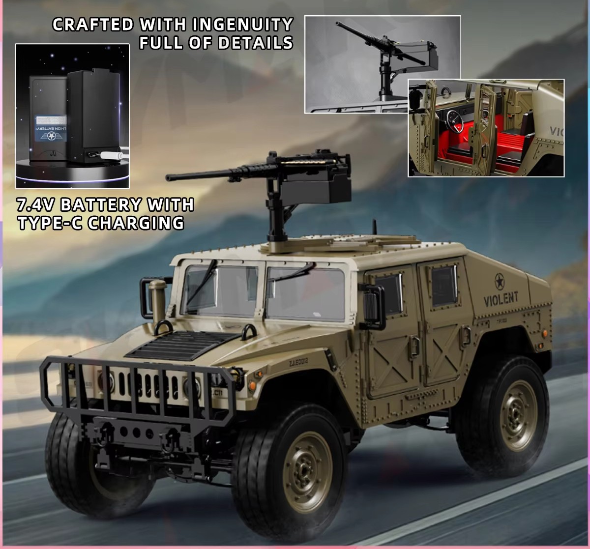 (NEW26) JJRC C8835 RC Hummer H1 All-Terrain Off-Road Climber 4X4 2.4G ...