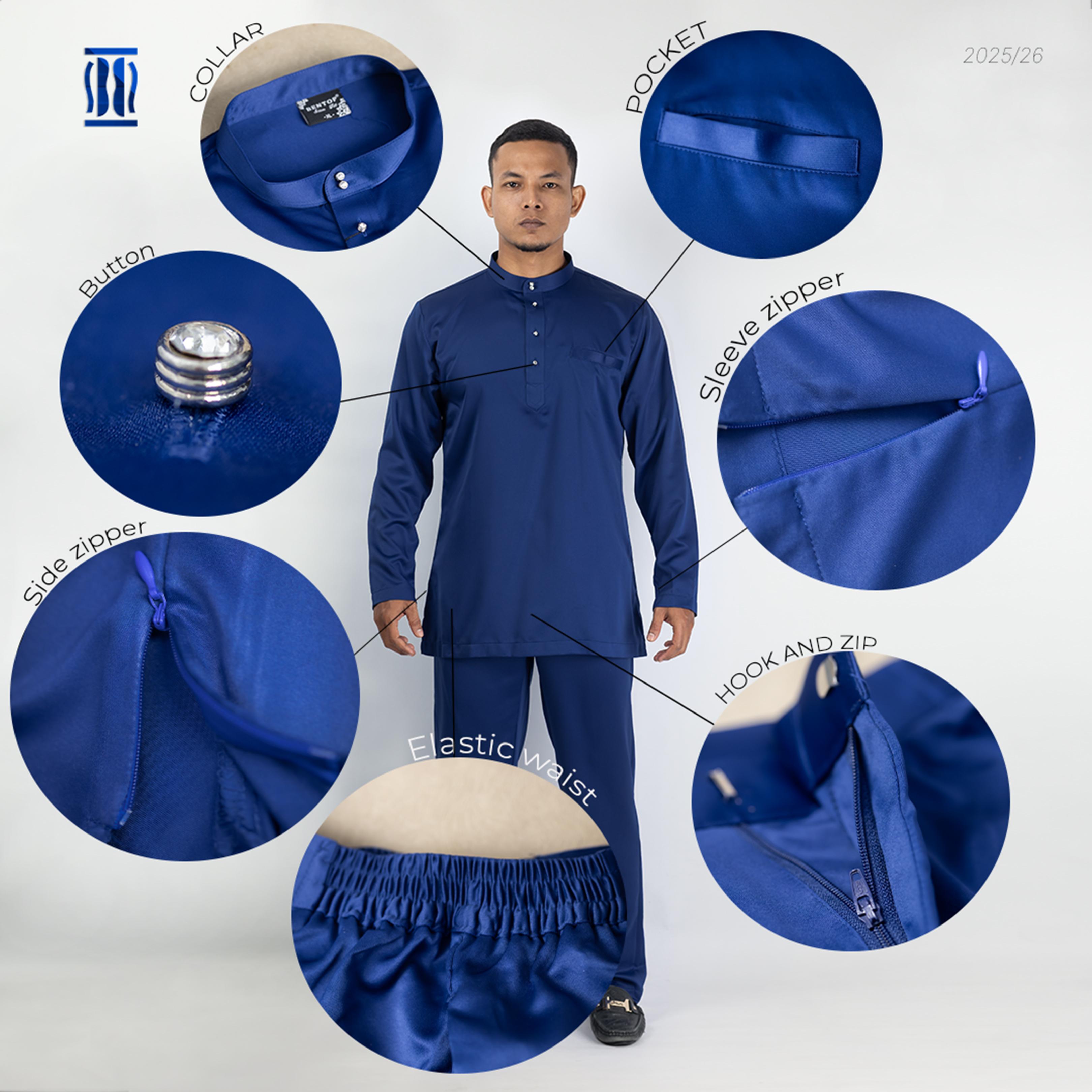 BENTOP Baju Melayu Dewasa Slim Fit Satin Matte | Shopee Malaysia