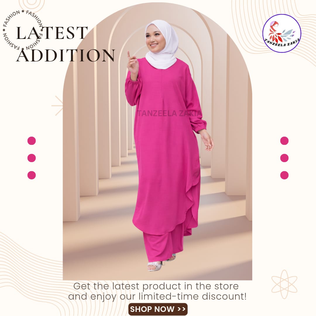 NEW SUIT MUSLIMAH TIARA IRONLESS FREE SIZE LONG BLOUSE WITH POCKET ...