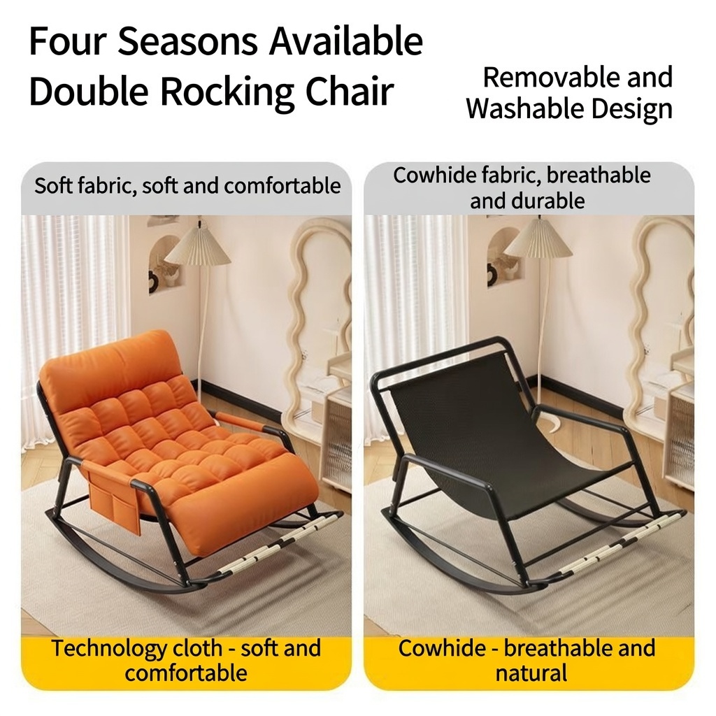 Double Rocking Chair Rocking Chair Folding Lazy Couch With Cotton Pad ...