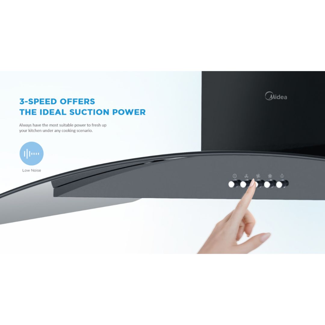 Midea Hud Dapur Kaca Melengkung - Cooker Hood Curve Glass (90cm/1400m³ ...