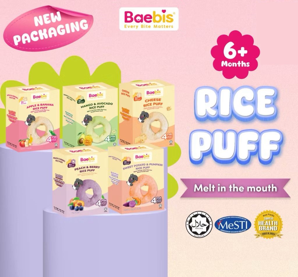 [NEW PACKAGING] Baebis 6m+ Baby Rice Puff Healthy Snack｜Halal, No Sugar ...