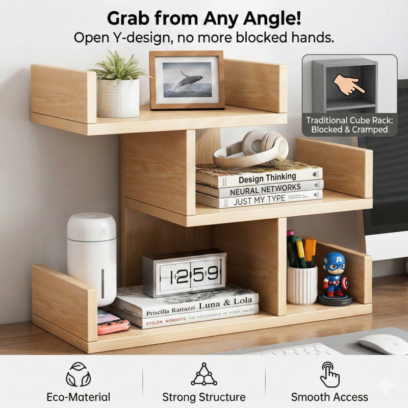 XUXU-Y-Shaped Desktop Shelf Multifunctional Bookshelf Book Rack Storage ...