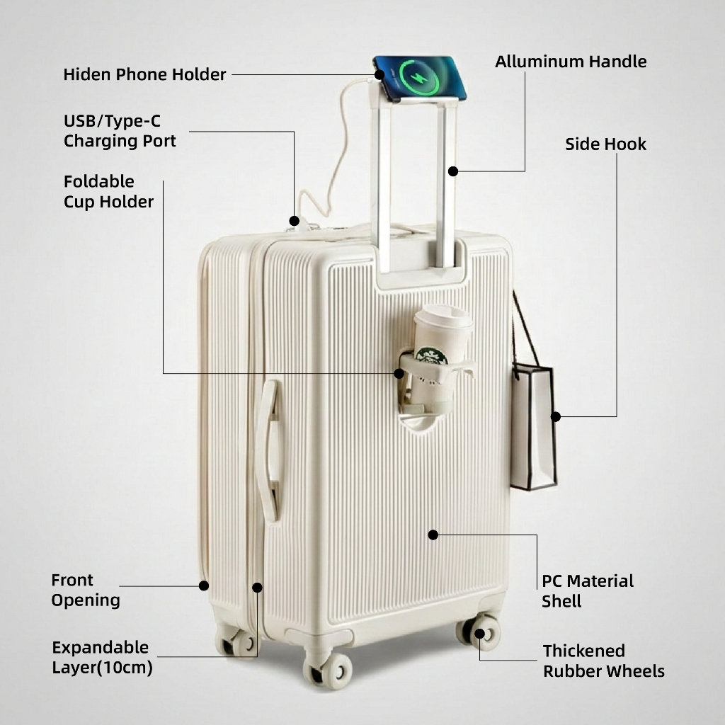 20/22/24/26/28Inch Luggage PC Expandable Luggage Deep storage suitcase ...