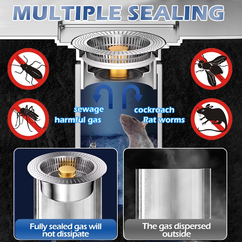 2PCS Sink Bounce Strainer Stainless Steel Sink Drain Stopper Kitchen ...
