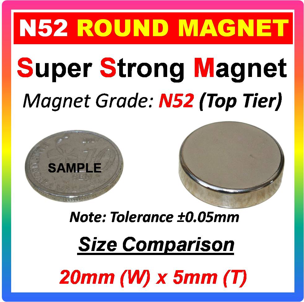 N52 Neodymium Round Magnet - Super Strong Industrial Grade Magnetic ...