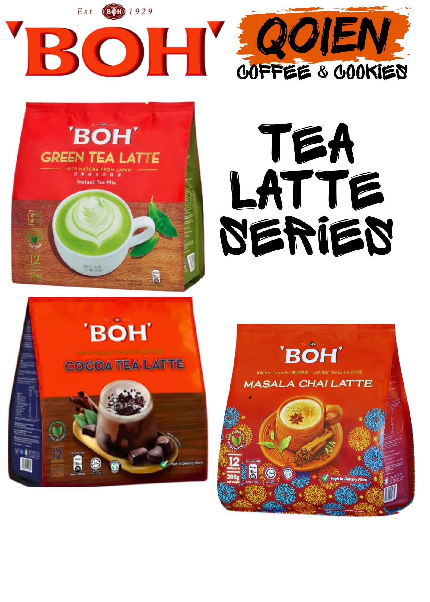 Boh Tea - Latte Series - Green Tea - Masala Tea - Cocoa Tea - Instant ...