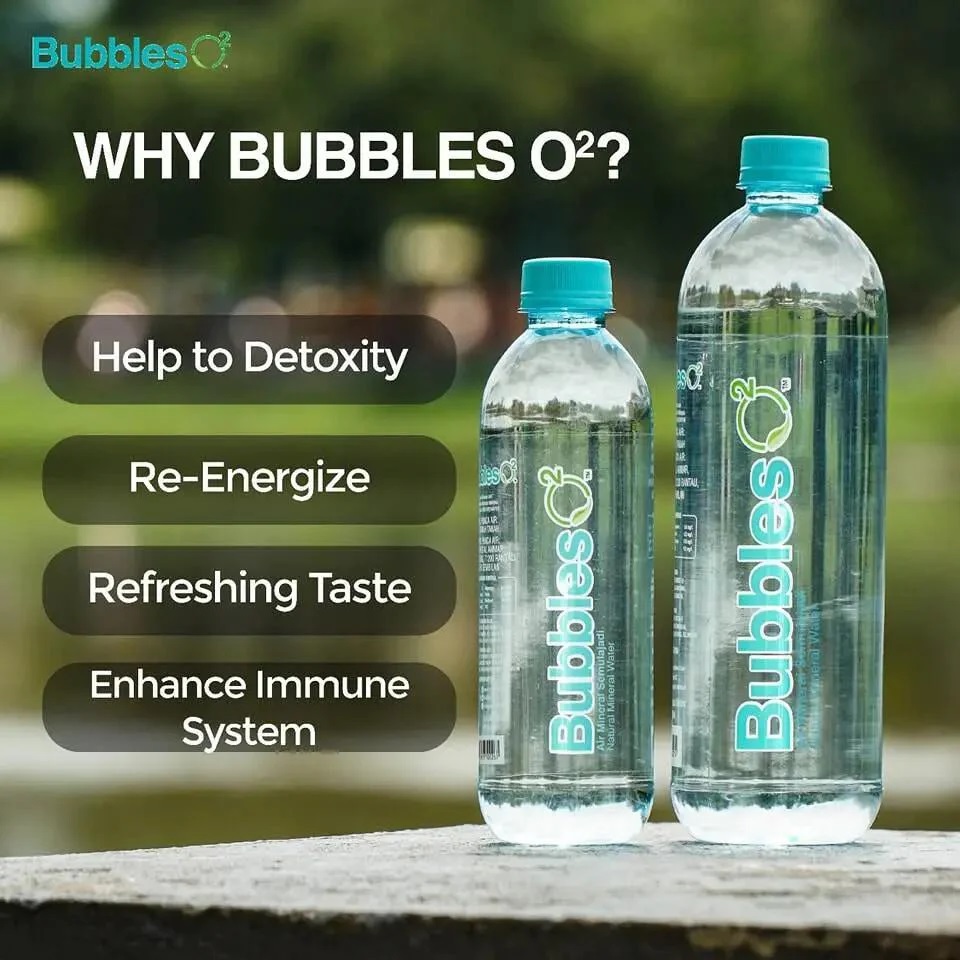 Bubbles O2 Natural Oxygenated Mineral Water, Drinking Water 12 x 800ml ...