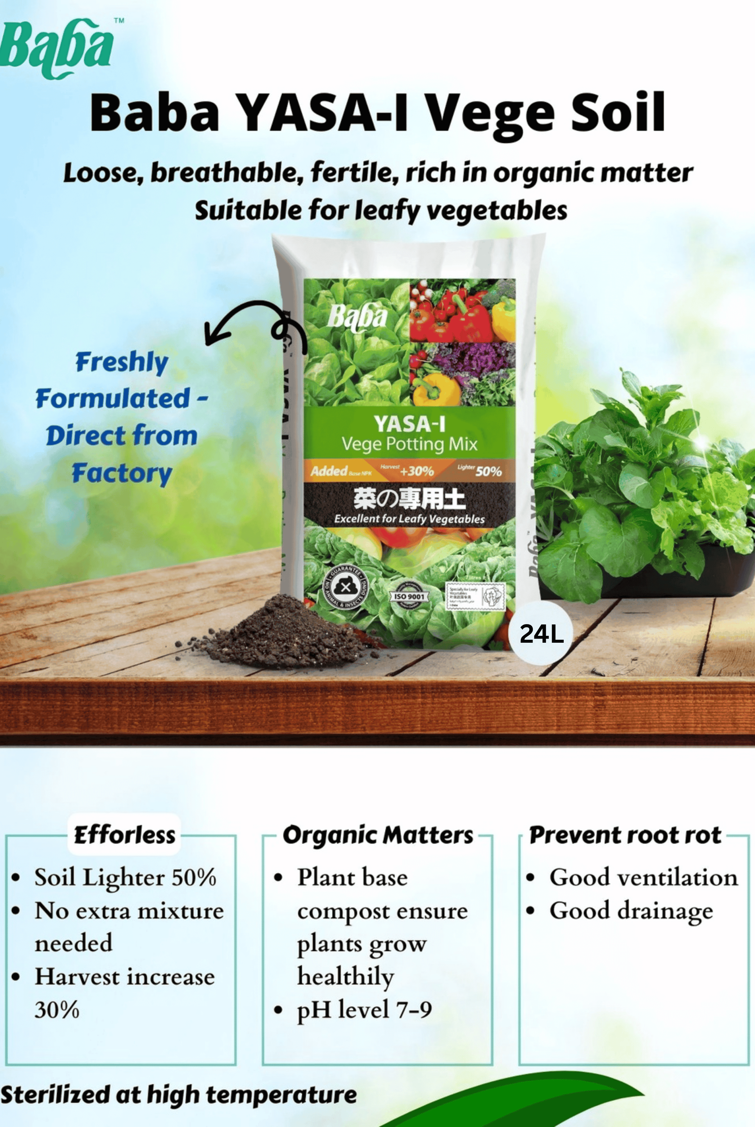 READY STOCK | Baba YASA-I Vege Soil 24L | organic soil | tanah organik ...