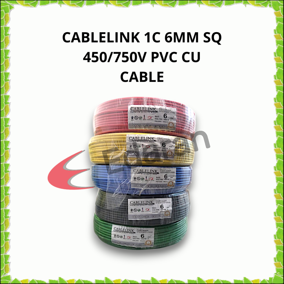CABLELINK 1C 6MM SQ 450/750V PVC CU CABLE | Shopee Malaysia