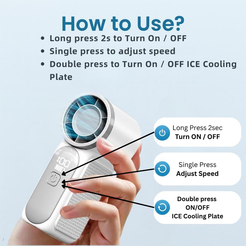 Yoromi X688 Mini Handheld Fan 3000mAh USB Rechargeable Portable Pocket ...